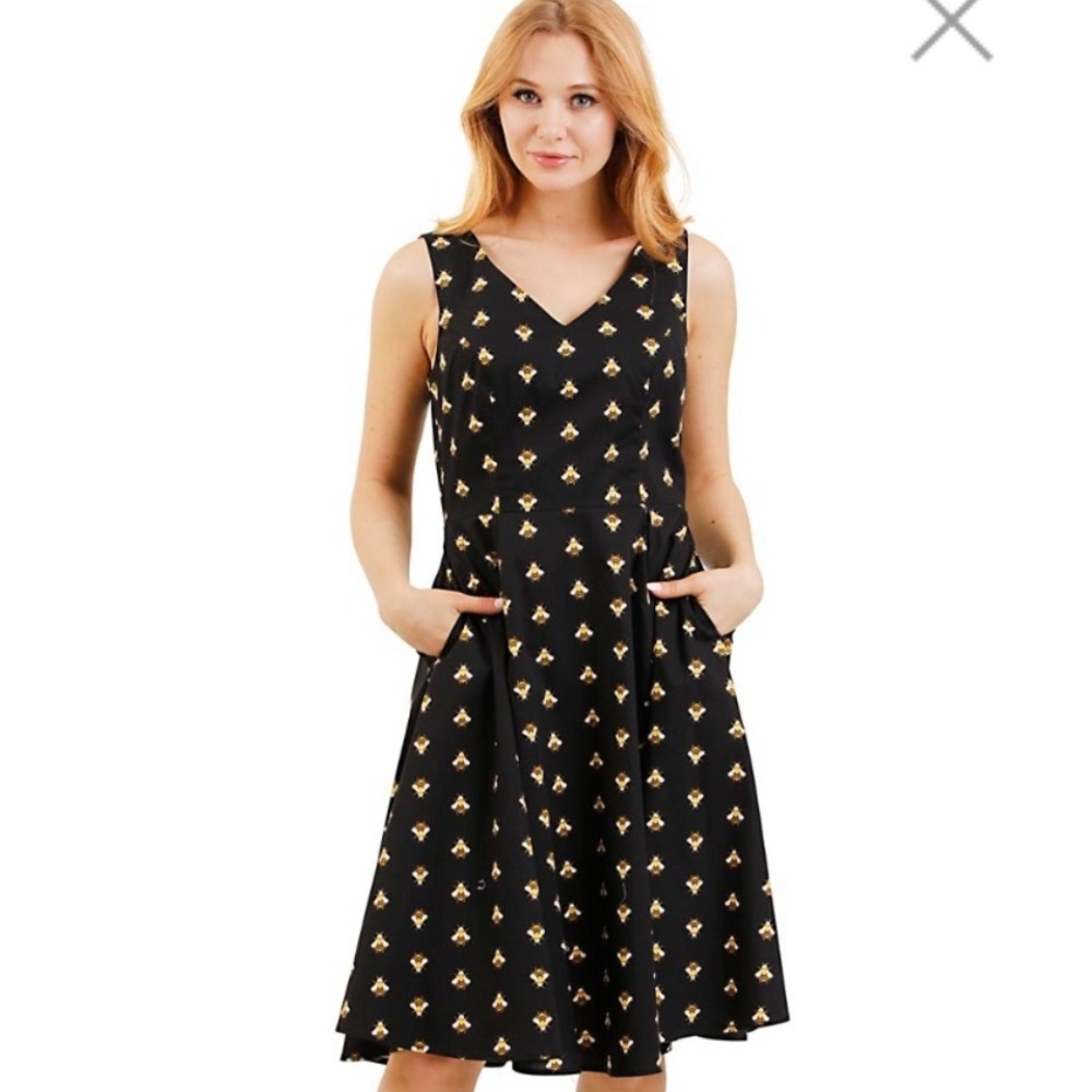 Ava Rose bee dress 🐝 black size large, ModCloth rockabilly